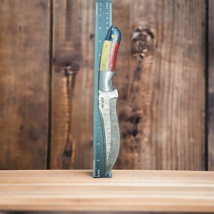 Texas Damascus Recurved Knife