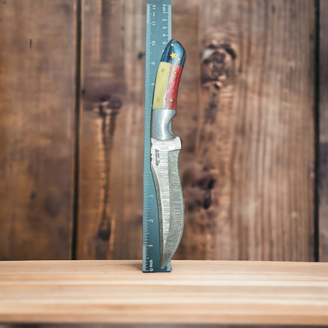 Texas Damascus Recurved Knife