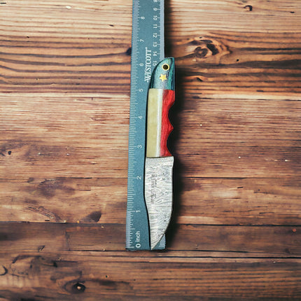 Texas Damascus Drop-point, Finger-grooved Knife
