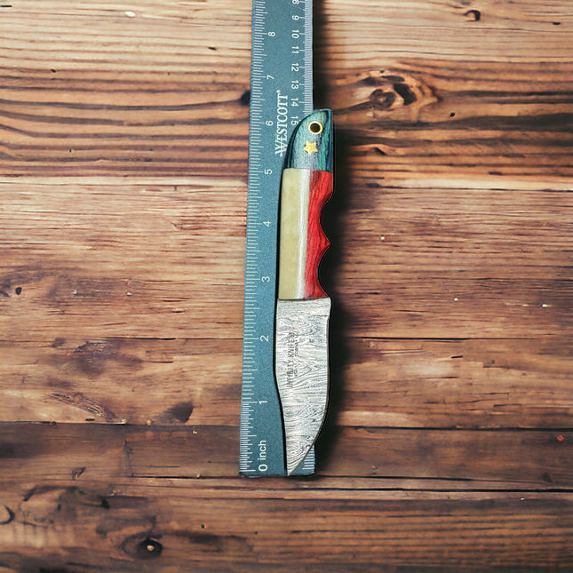 Texas Damascus Drop-point, Finger-grooved Knife