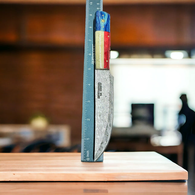 Texas Damascus Drop-point Steak Knife