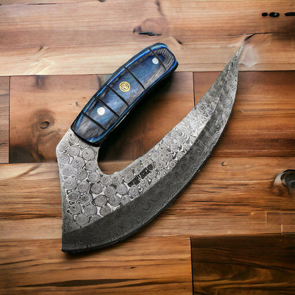 XL Damascus ULU | Cobalt Blue
