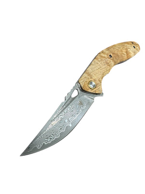 Taurus Damascus VG-10 Folder (light color wood grain)