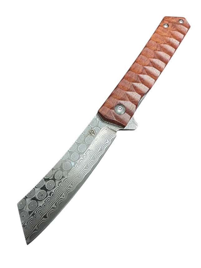 Samurai Damascus VG-10 Folder (light color wood grain)