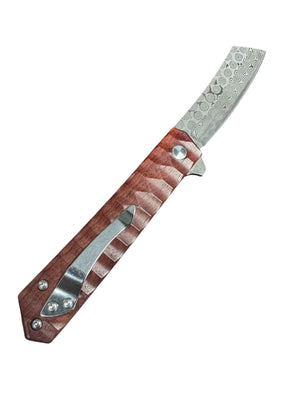 Samurai Damascus VG-10 Folder (light color wood grain)