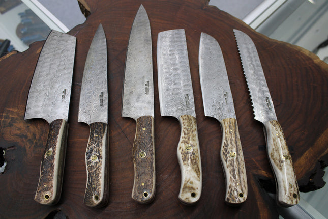 Damascus Stag Horn Set