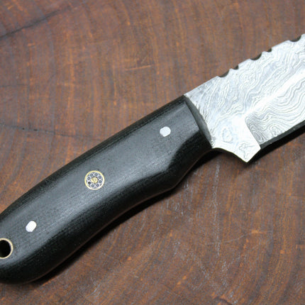 Mini Micarta Damascus DP Knife