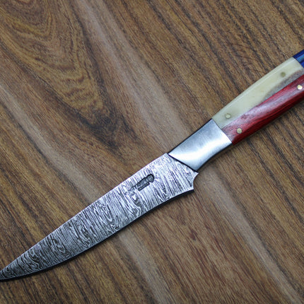 Damascus Texas Flag Steak Knife
