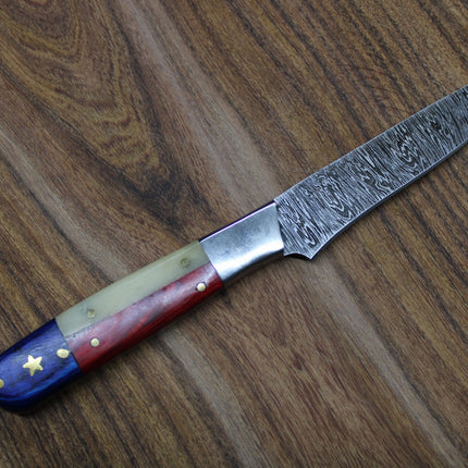 Damascus Texas Flag Steak Knife