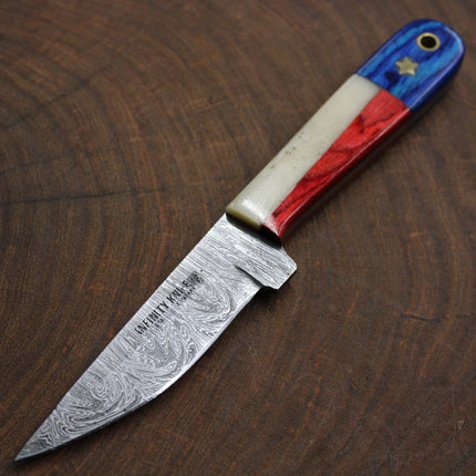 Damascus Texas Drop point small Fixed blade