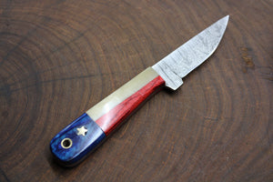 Damascus Texas Drop point small Fixed blade