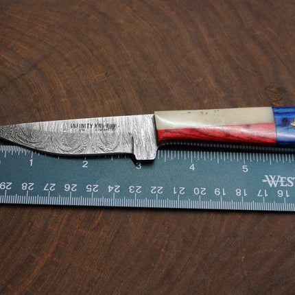 Damascus Texas Drop point small Fixed blade