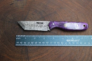 Resin Damascus Tanto Fixed Blade